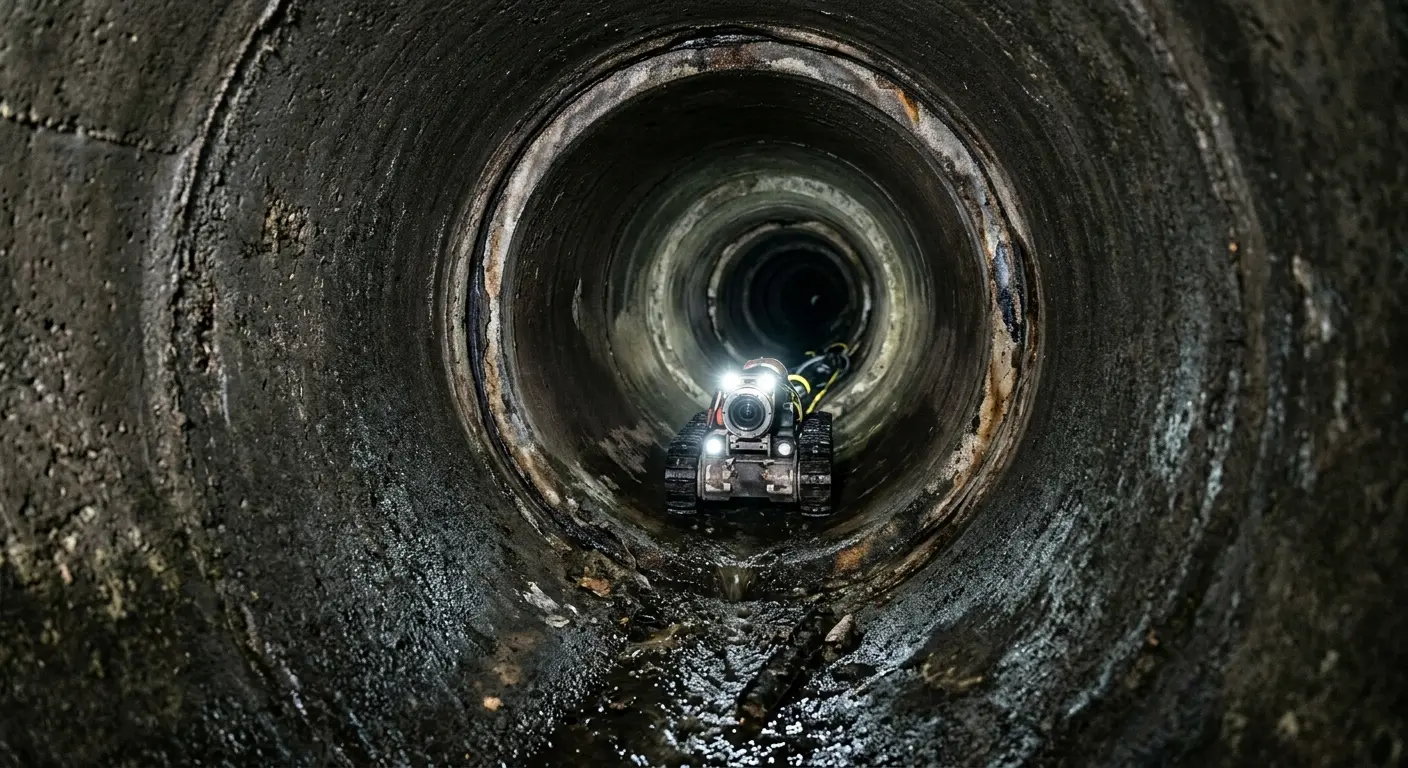 Robotic sewer camera inspecting pipe interior for Sewer Line Repair in Liberal